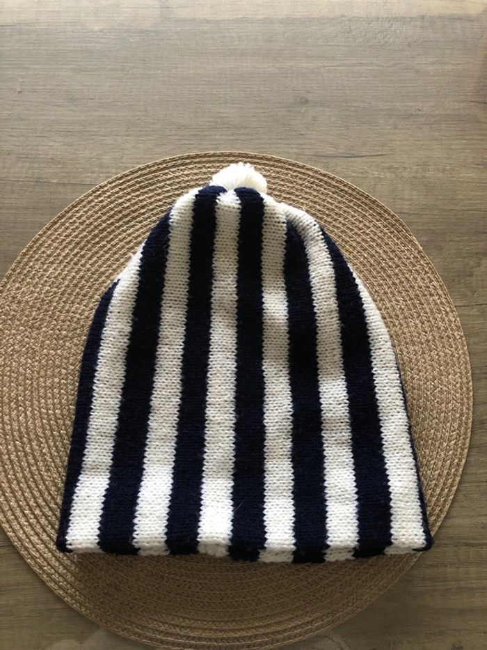 Bonnet adulte blanc et marine