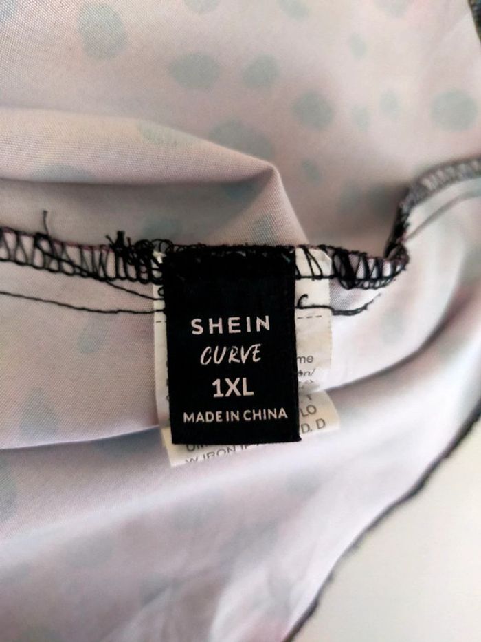 Robe bicolore – haut noir côtelé & jupe rose à pois – Shein Curve – T. 1XL - photo numéro 7
