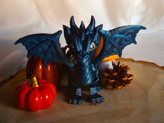 Dragon Ailé Articulé Metal Bleu 12 cm