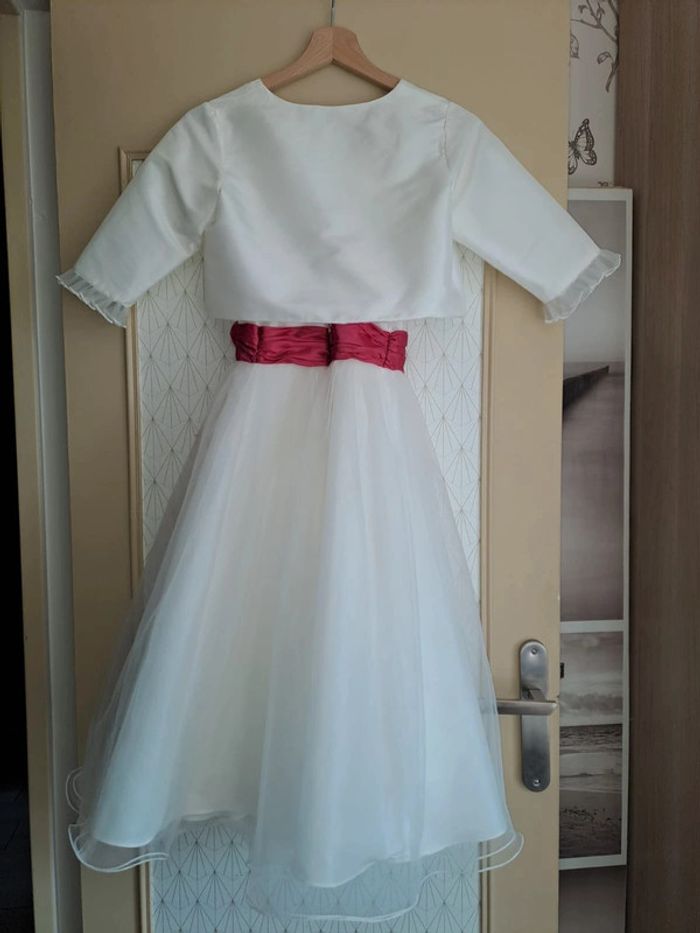 Magnifique robe de cérémonie nettoyée fille avec gilet comme neuve portée 2h point mariage 12 ans - photo numéro 8