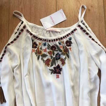 Blouse écrue broderie 🌼 Camaïeu 🌼 38