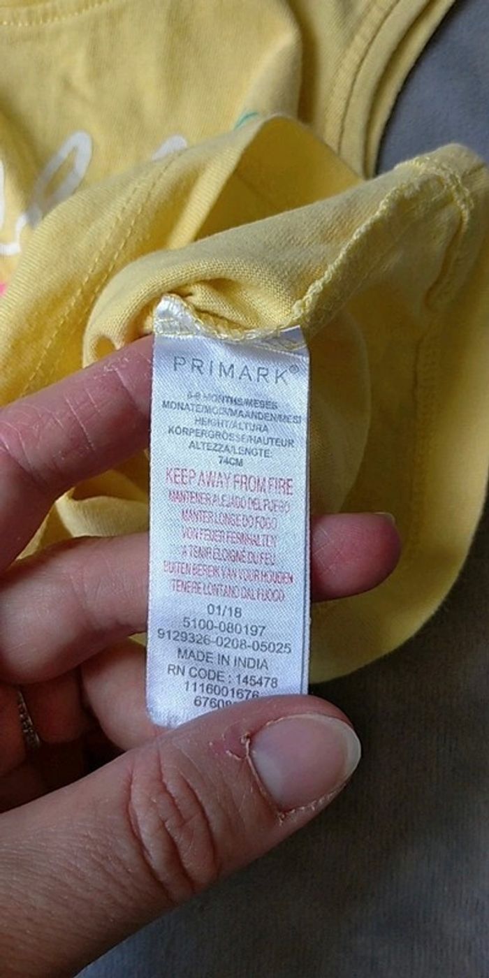 Tee shirt sans manche Fille 6/9 mois "Hello summer" ananas Primark 100% coton - photo numéro 9