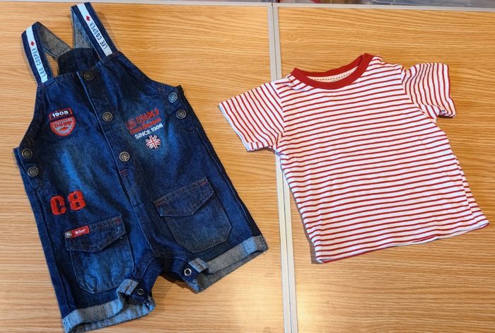Salopette en jean 🌈 et son tee-shirt 👕🧸Lee Cooper 👶