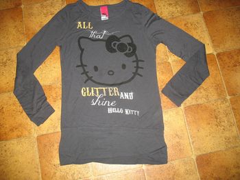 TEE SHIRT LONG ML GRIS FILLE "HELLO KITTY" - 10 ANS - n°01