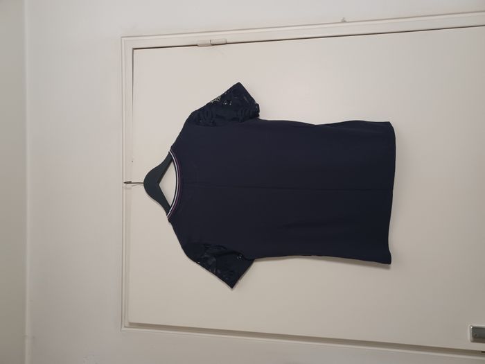 T-shirt bleu marine en dentelle Camaïeu T.S - photo numéro 3