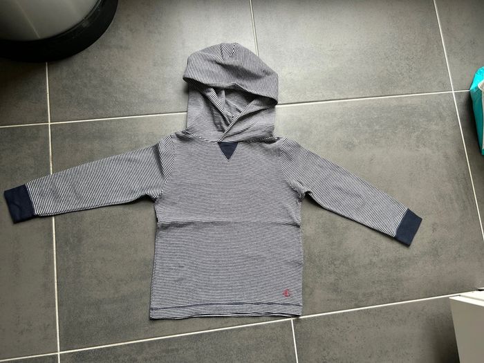 T-shirt haut manches longues capuche marinière garçon petit bateau