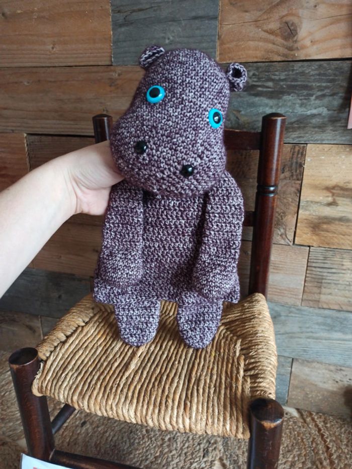 Doudou crochet hippopotame tbe - photo numéro 3
