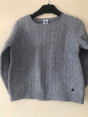 Pull torsades 6 ans Petit Bateau gris clair