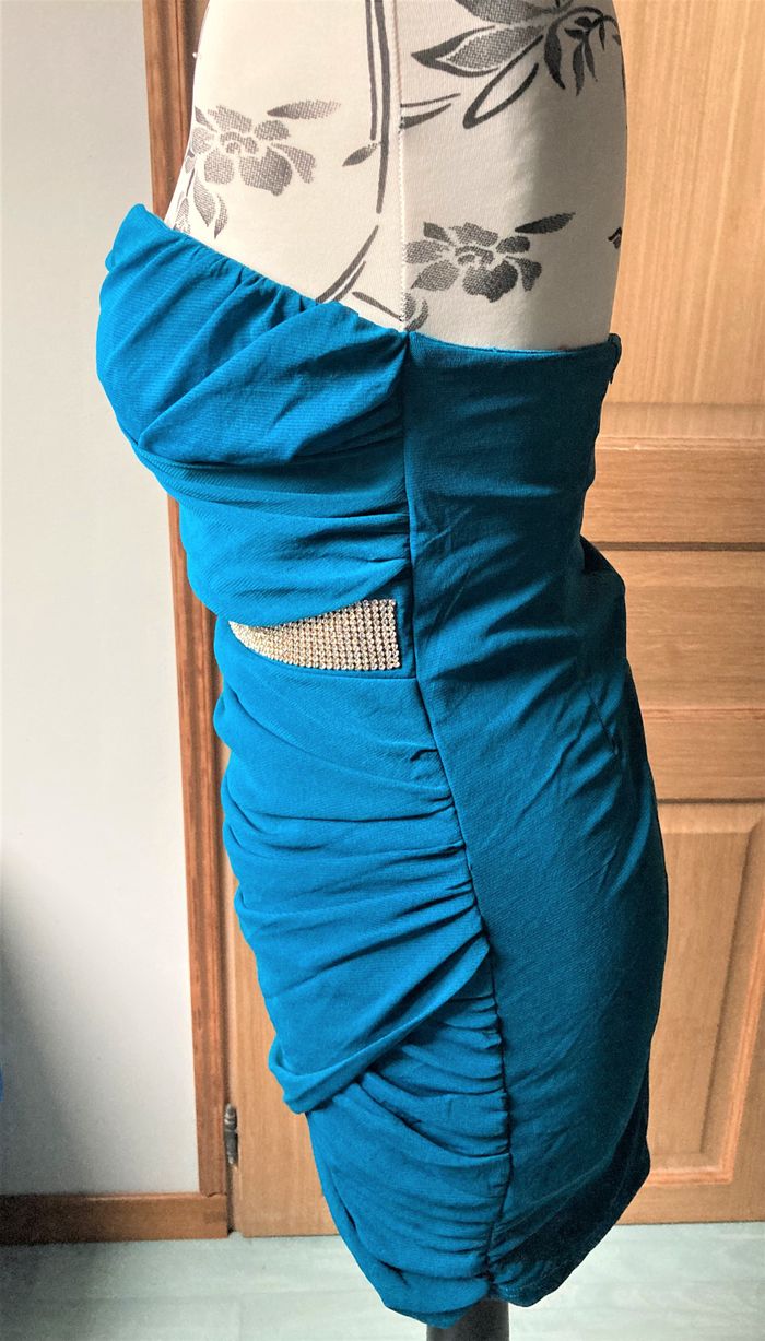 Robe bustier de fêtes bleu canard taille 38/40 - photo numéro 5