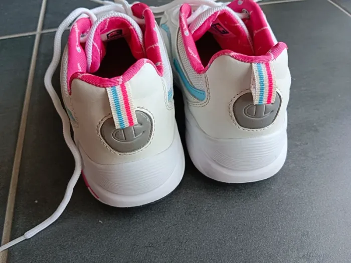 Baskets Champion P36 blanche bleue rose lacets - photo numéro 14