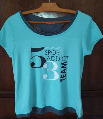 👟 T-shirt – Sport – Bleu et gris - Taille 38 - neuf - Tissaia 👟