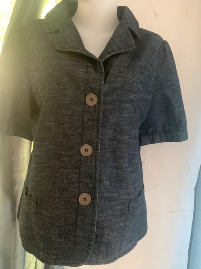 Veste Blanche porte en Jean manches courtes taille 44 - photo numéro 5