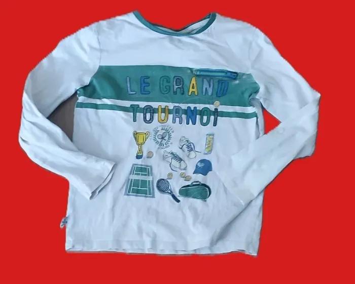 👕 T-shirt manches longues garçon 8 ans – motif poche "Tournoi Tennis" - photo numéro 4
