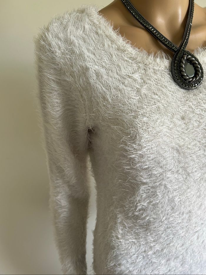 Pull blanc tout doux à manches longues Morgan taille L comme neuf - photo numéro 4