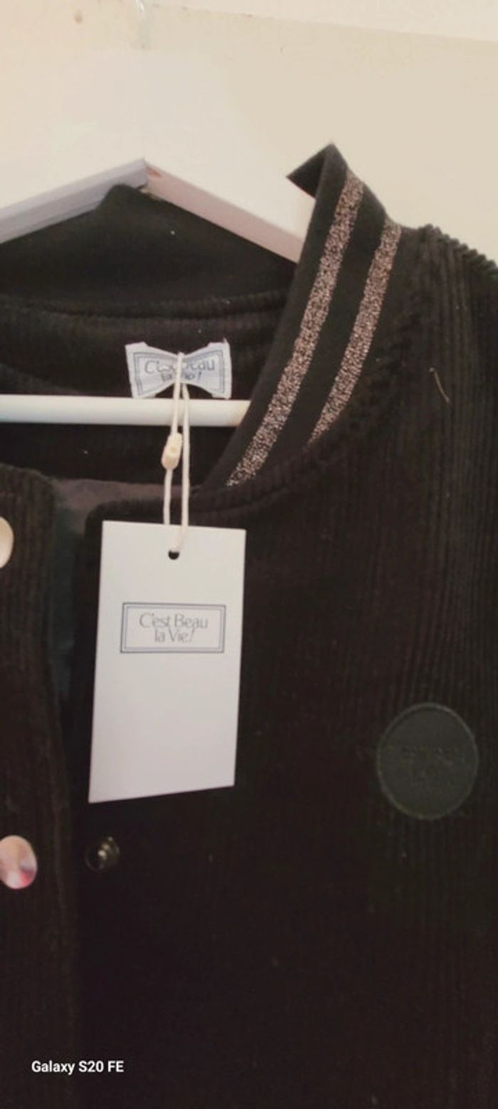 Superbe Teddy en velours noir neuf avec étiquette marque créateur C'est beau la vie taille 44/46 - photo numéro 5