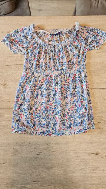 Blouse légère longue à manches courtes, fleurie, transparente, Mexx, M