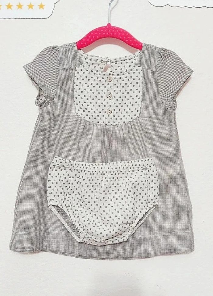 Robe + bloomer Obaïbi bébé fille taille 6 mois - photo numéro 2