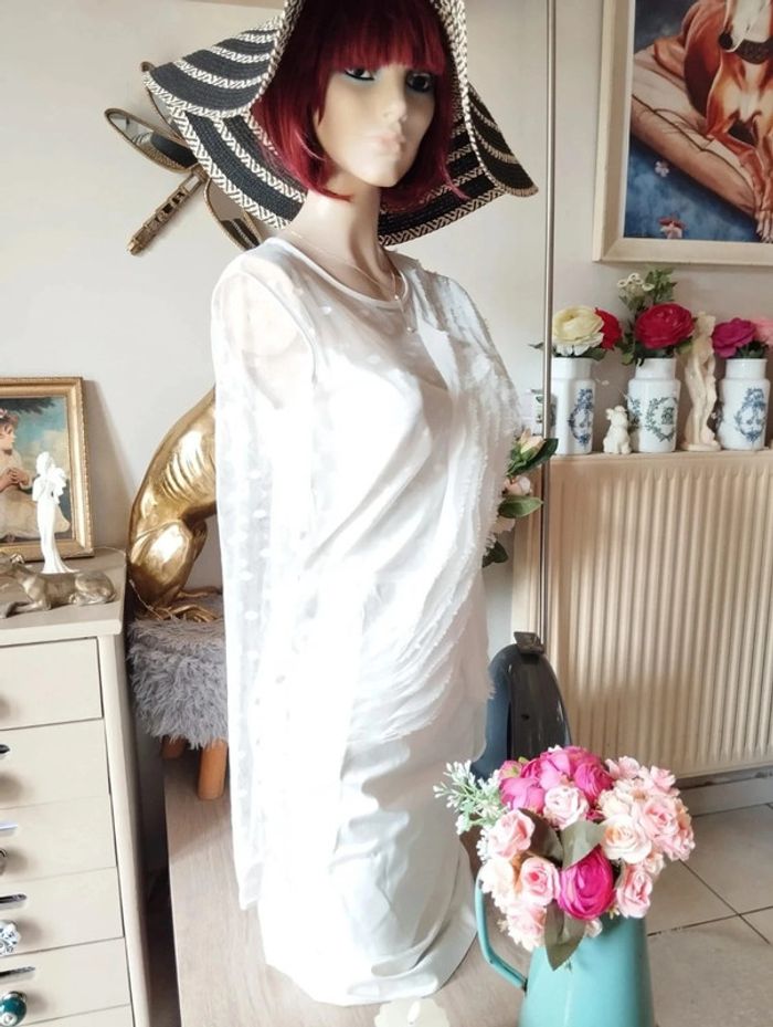 🌿Robe Satinée Dentelle Plumetis & Froufrous I'cona T34/36🌿 - photo numéro 12