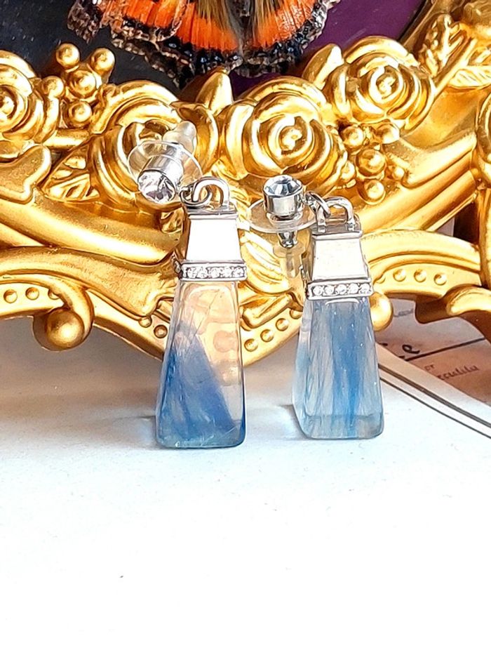 Magnifique paire de boucles d'oreilles pendantes vintage 00's Y2k - photo numéro 9