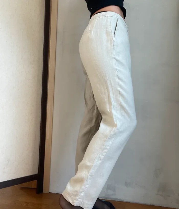 Pantalon Burton blanc crème 100% lin - photo numéro 3