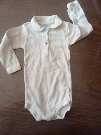 Body écru petit bateau à col, 6mois