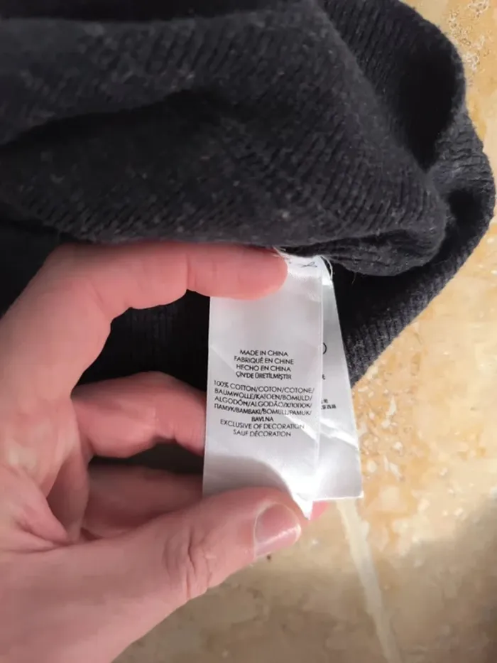 Pull col rond gris foncé chiné logo blanc Polo Ralph Lauren S - photo numéro 8
