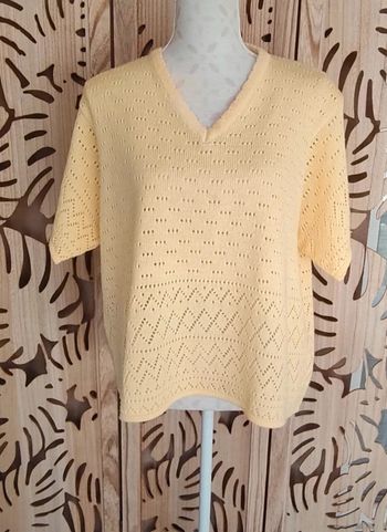 Pull jaune pâle en maille ajourée - Taille 52- Blancheporte