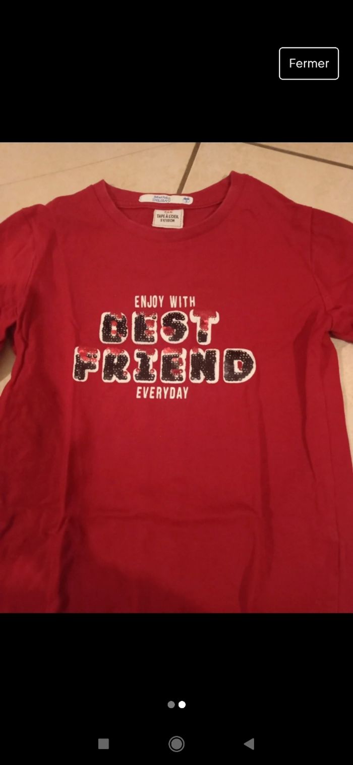 T-shirt manches longues rouge - photo numéro 2