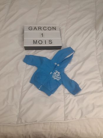 Gilet zippée avec capuche garçon 1 mois