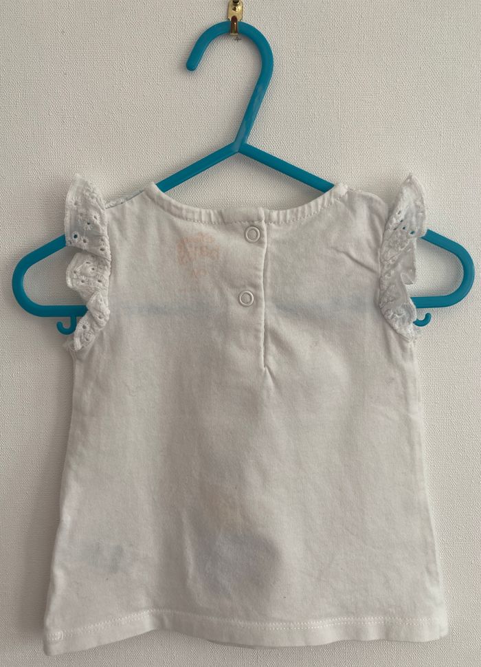 Tee-shirt Minnie manches volantée en broderie anglaise taille 9/12 mois - photo numéro 3
