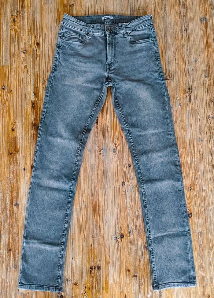Jean Garçon/Ado GÉMO Gris Délavé Taille 36 (Slim/Coupe Droite)