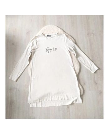 Robe grossesse manches longues blanc cassé extensible LC Waikiki taille L confortable