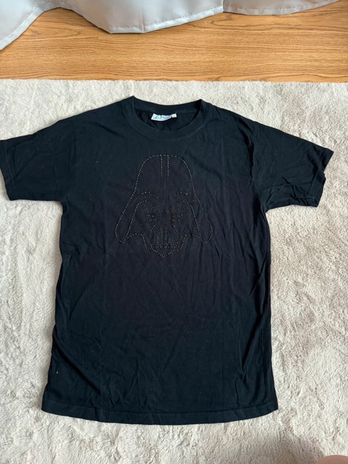 T-shirt noir Star Wars tête Dark Vador taille M Strass