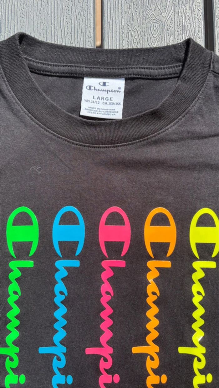 T shirt manches courtes noir champion taille 11/12 ans - photo numéro 2