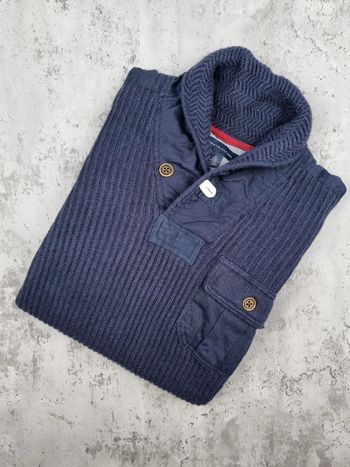 Pull col châle Tommy Hilfiger – Bleu marine – Taille M Hommes (mesures en photos)