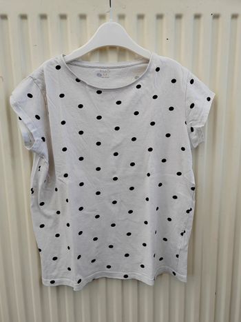 🤍Tee-shirt blanc à pois bleus 12 ans Kiabi