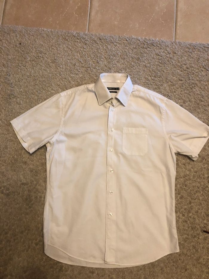 Chemise manches courtes crème texturée