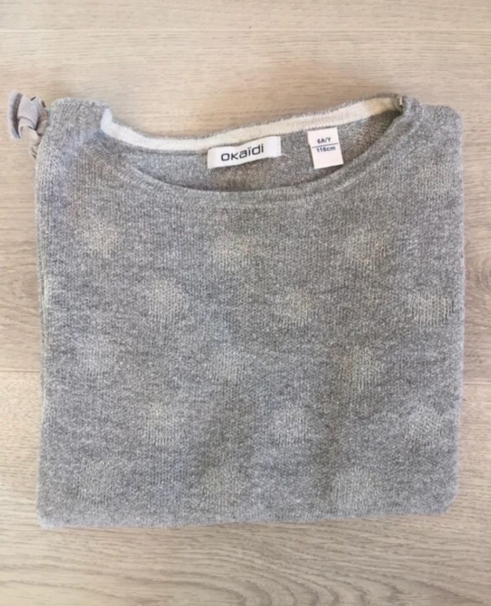 Pull fille gris à pois brillants fille 6 ans okaidi - photo numéro 6