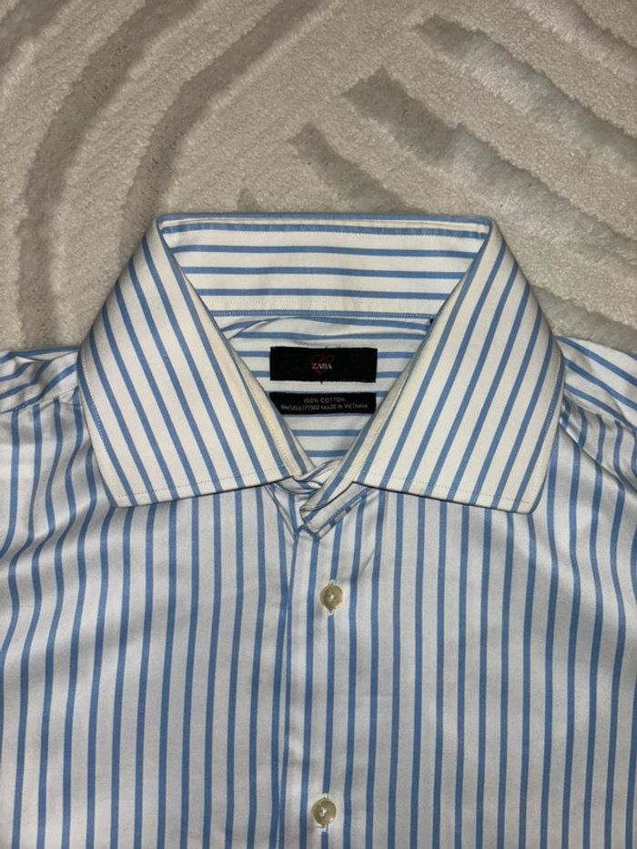 Chemise à rayures bleu homme Zara - photo numéro 7