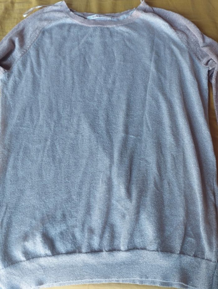 Pull fin rose pailleté - photo numéro 3