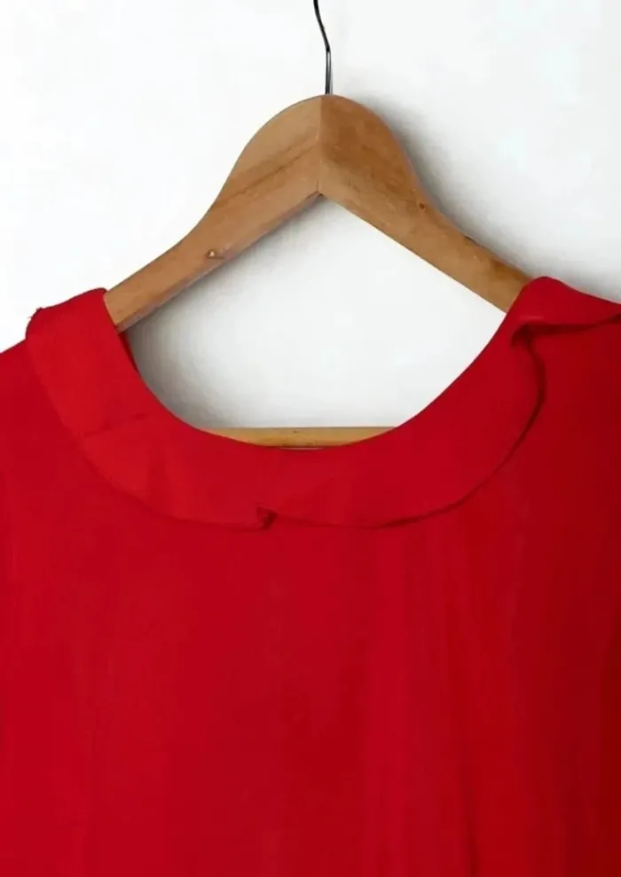 Élégante robe rouge volants coupe évasée L’atelier de Camille Taille S - photo numéro 4