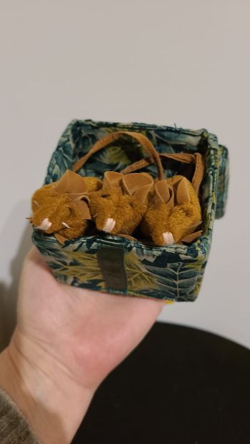 Marionnettes à doigts Folkmanis Folk Tails Souris dans une boîte cadeau verte Jouets RARE