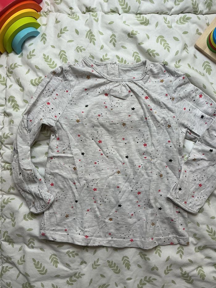 teeshirt manches longues gris motifs étoiles 36 mois bébé rêve - photo numéro 3
