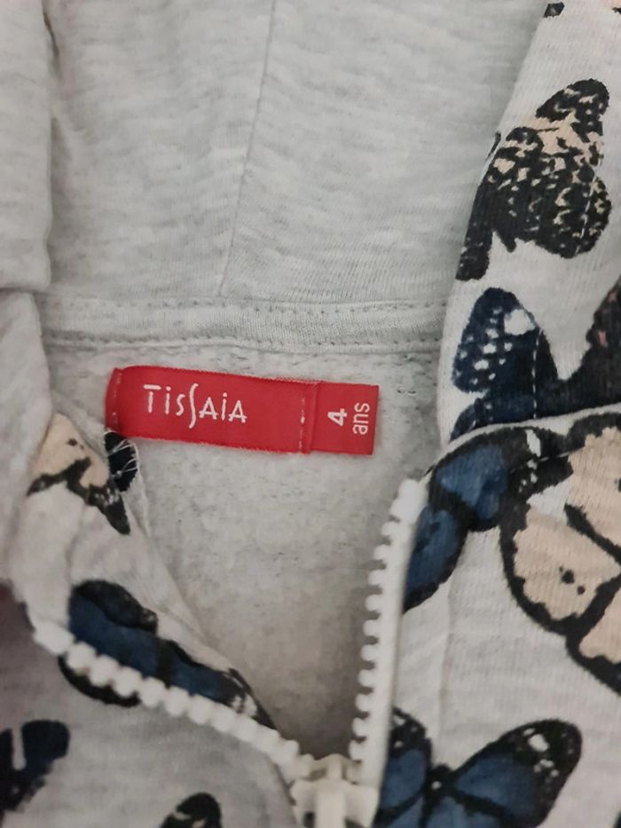 Veste mégère papillons  grises fille 4 ans tissaia - photo numéro 2