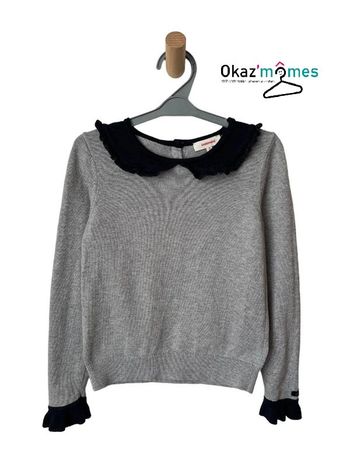 Pull fin gris et marine pailleté - Catimini 8 ans (128cm)