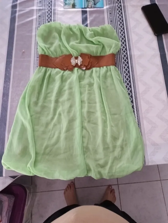 Robe bustier vert fluo