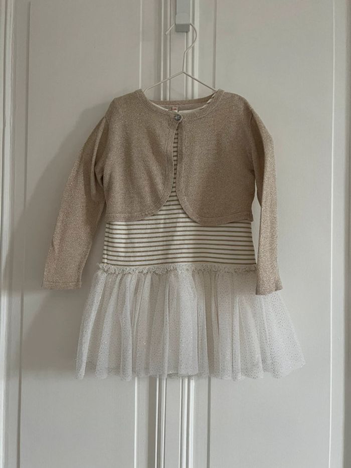Ensemble robe dorée Petit Bateau 24 mois