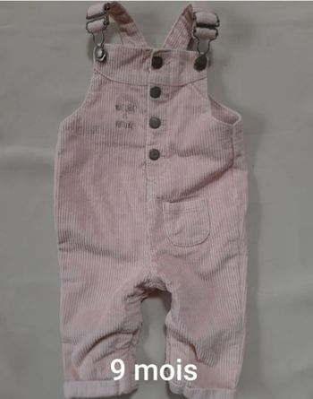 Salopette en velours rose fille - Tape à l'Oeil - 9 mois