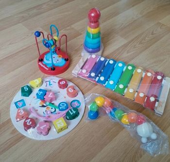 Ensemble jouets en bois éveil bébé Montessori musique apprentissage motricité