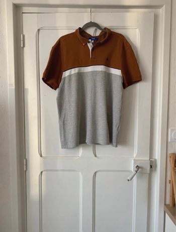 Polo bi-color marron/gris homme - Taille XL Jules